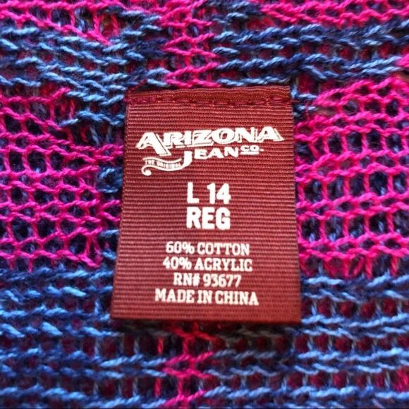 Arizona Jeans Shawl  Sweater Dark Pink/Blue/Black Large 14 Reg - Picture 5 of 5